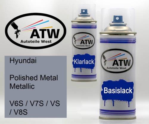 Hyundai, Polished Metal Metallic, V6S / V7S / VS / V8S: 400ml Sprühdose + 400ml Klarlack - Set, von ATW Autoteile West.